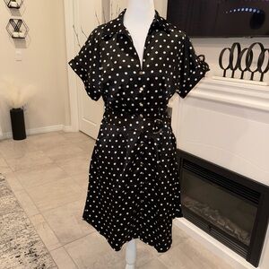 NWT French Connection Black and White Polka Dot Midi Dress Size Medium